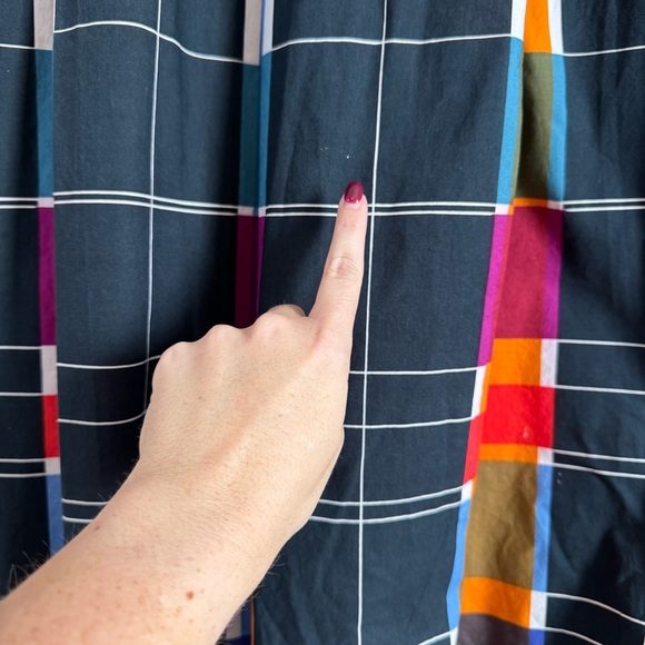 Marimekko Women's Vintage Windowpane Rainbow Pleated Short Sleeve Dress Size M - Picture 4 of 13